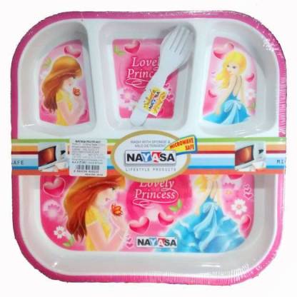 Nayasa Kids 4 Partition Plate (Set of 3 Pcs)