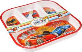 Nayasa Kids 4 Partition Plate (Set of 3 Pcs)