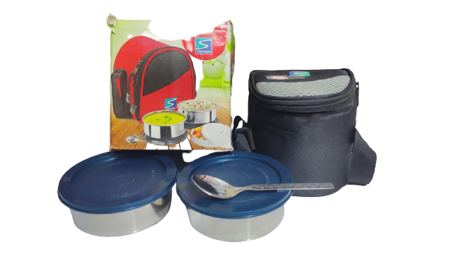 Stenso Indigo-2 Steel Lunch Box With Pouch